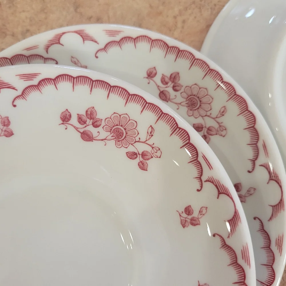 Shenango China Chardon Rose Saucers (5) ~ Vintage 1950s ~ Restaurant Ware ~ GUC